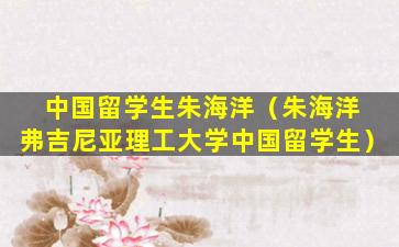 中国留学生朱海洋（朱海洋 弗吉尼亚理工大学中国留学生）